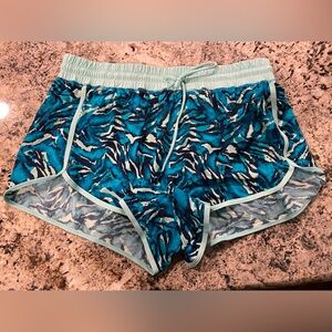L.L. Bean Light Blue patterned swim athletic shorts large women’s